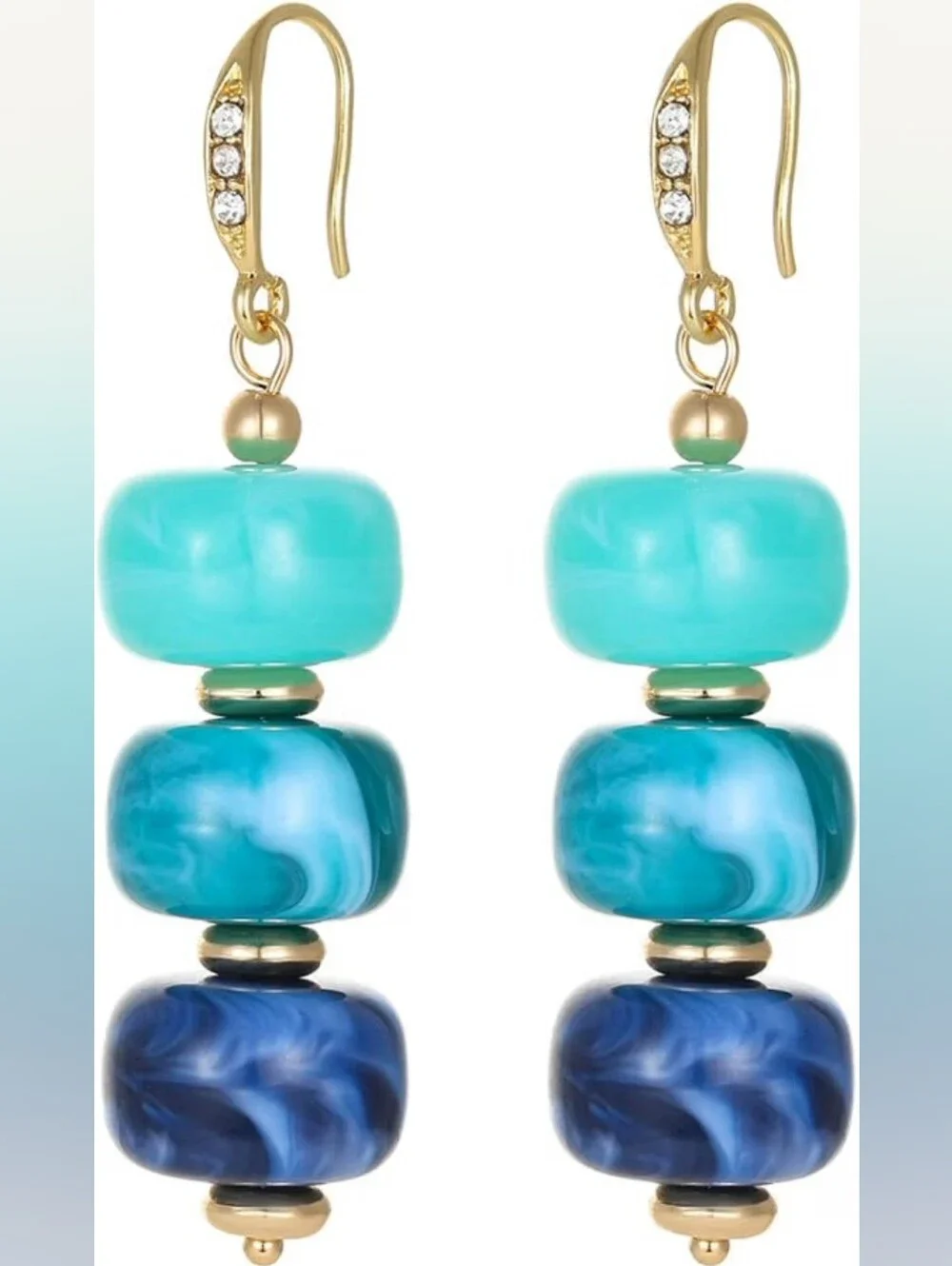 Boho Beaded Drop Earrings Chunky Resin Dangle